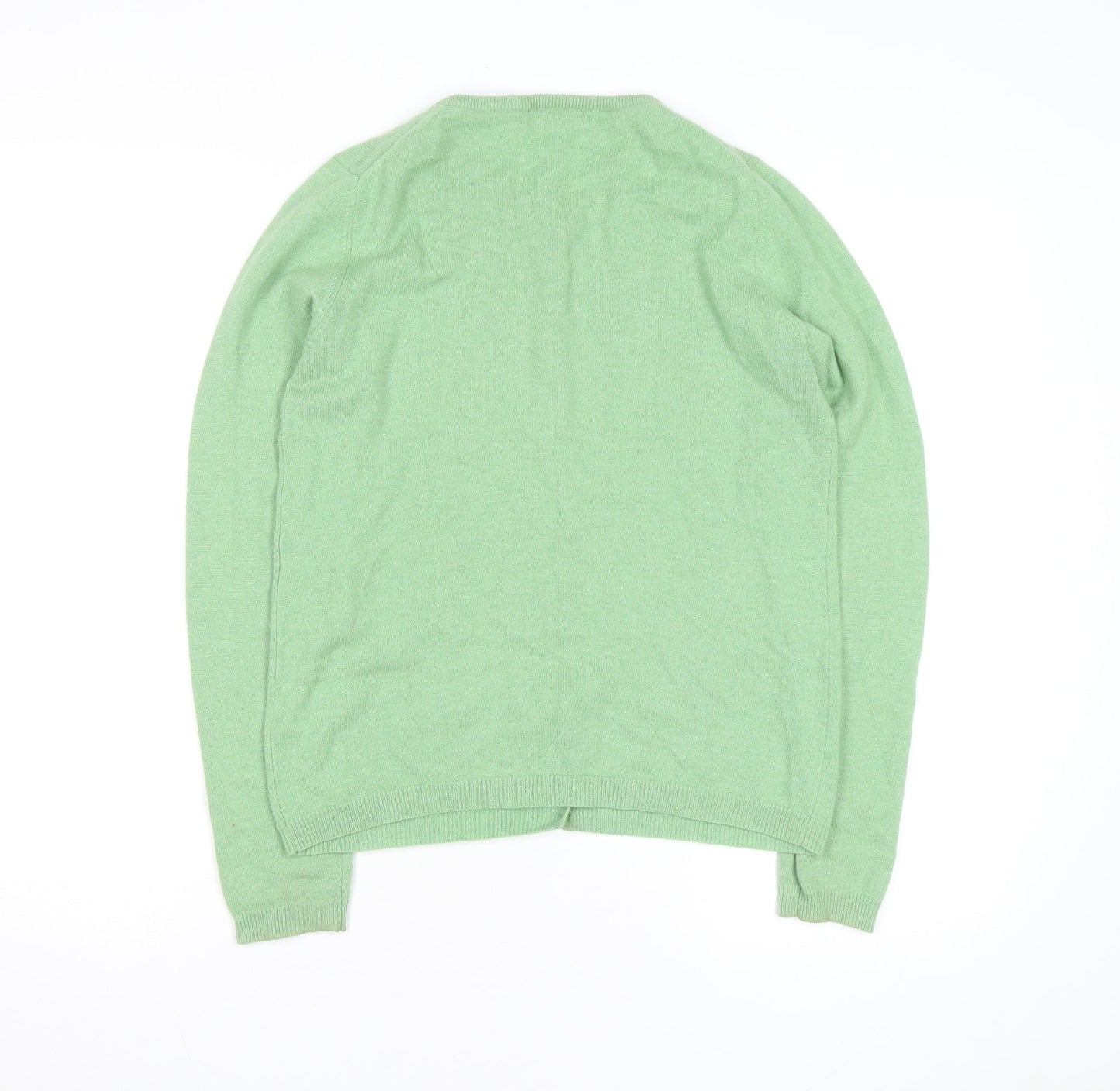 ISLE Men's Green Cashmere Crew Neck Cardigan Size S