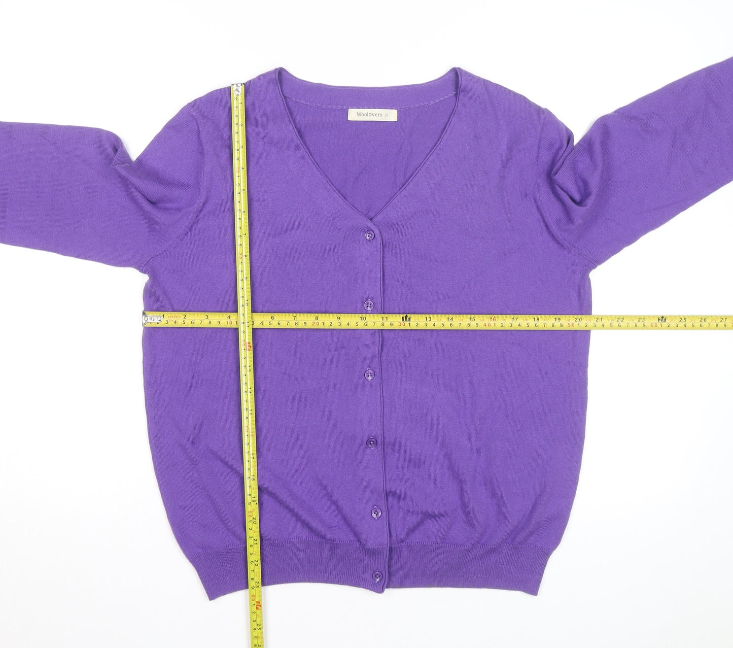Woolovers Men's Purple Cotton Silk V-Neck Cardigan M