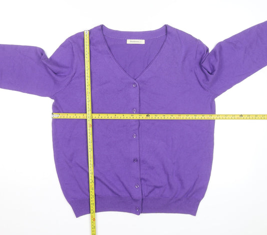 Woolovers Men's Purple Cotton Silk V-Neck Cardigan M