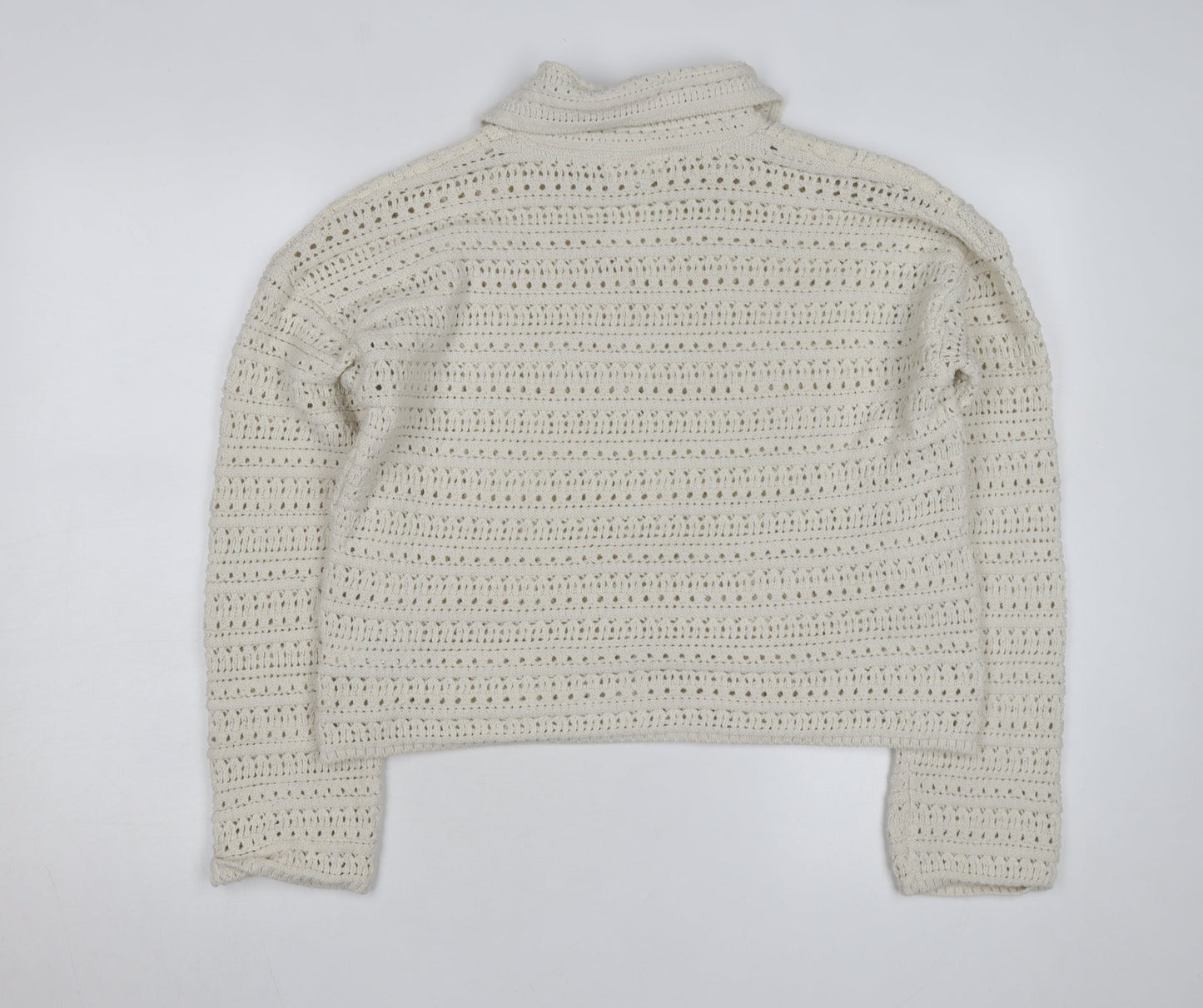 Marks and Spencer Women Ivory Crochet Cotton Cardigan M