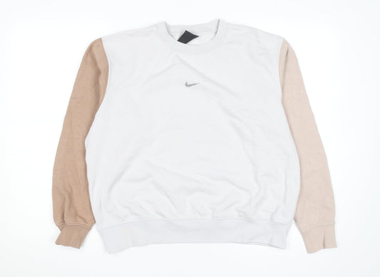 Nike Men's Beige Pullover Sweatshirt Size M Crew Neck Fleece