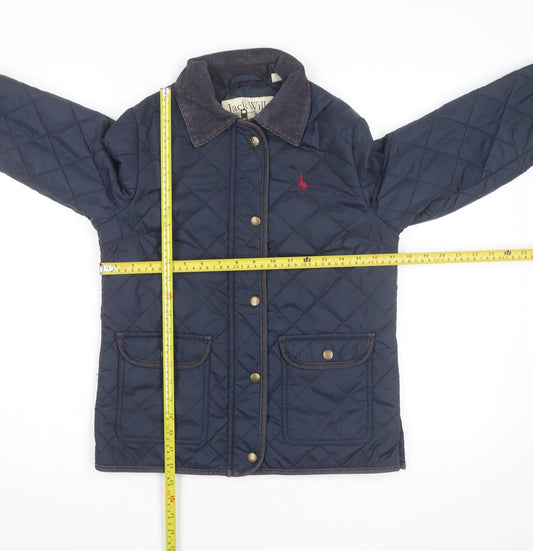 Jack Wills Women's Blue Quilted Jacket UK 8 Classic Short Coat