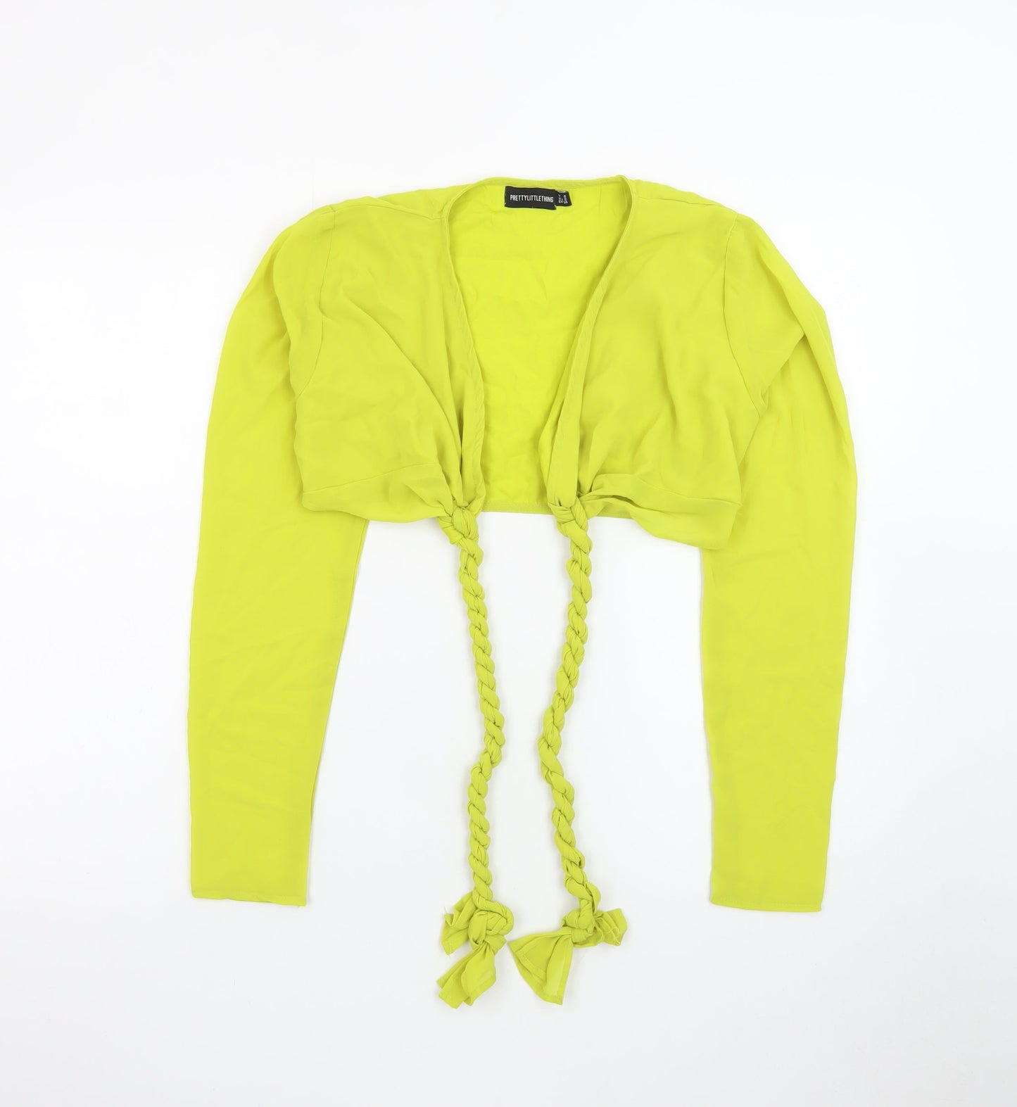 PrettyLittleThing Women's Yellow Cropped Long Sleeve Suit Top UK 6