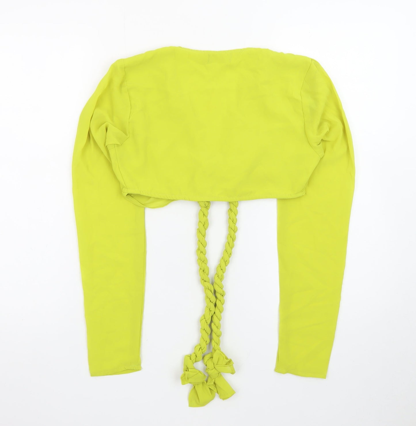 PrettyLittleThing Women's Yellow Cropped Long Sleeve Suit Top UK 6
