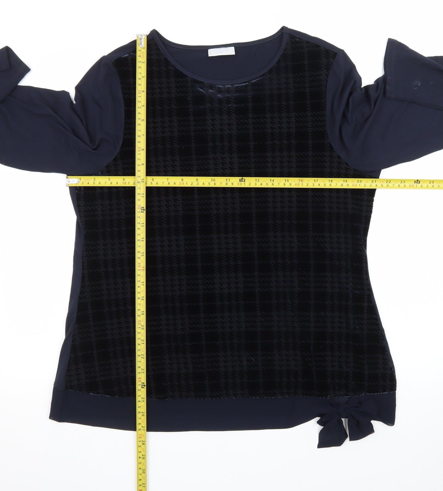 Cotswold Collections Women Blue Check Velvet Tunic Blouse Size 18