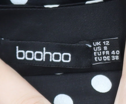 Boohoo Women's Black Polka Dot Halter Midi Wrap Dress Size 12
