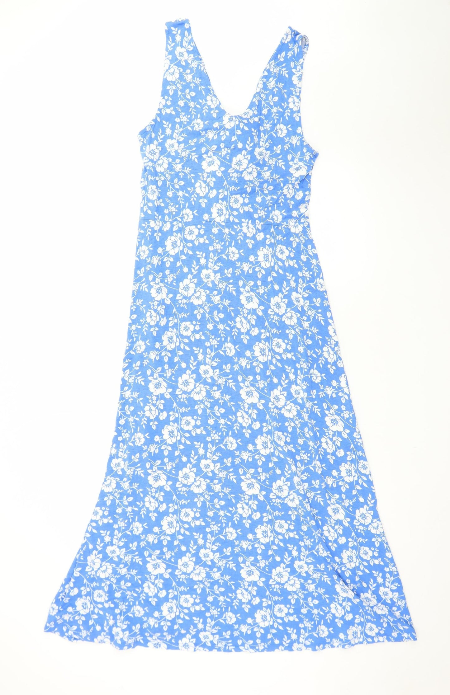 Dorothy Perkins Women Blue Floral A-Line Midi Sleeveless Dress Size 12