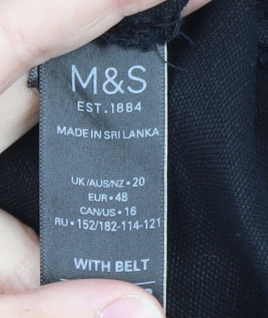Marks and Spencer Womens Black Size 20 Collared Shirt Dress