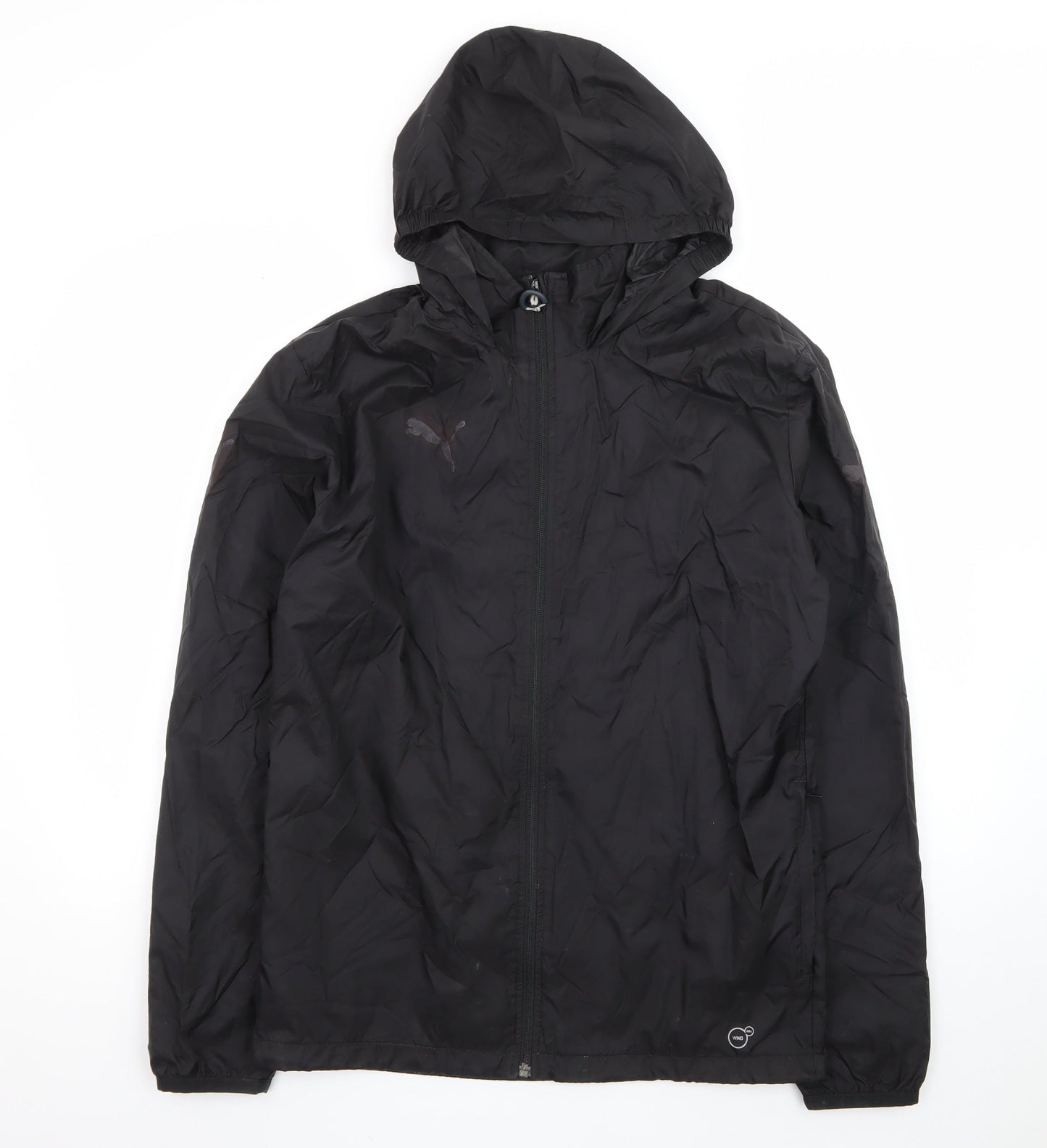 Puma Men's Black Hooded Windbreaker Jacket Size S
