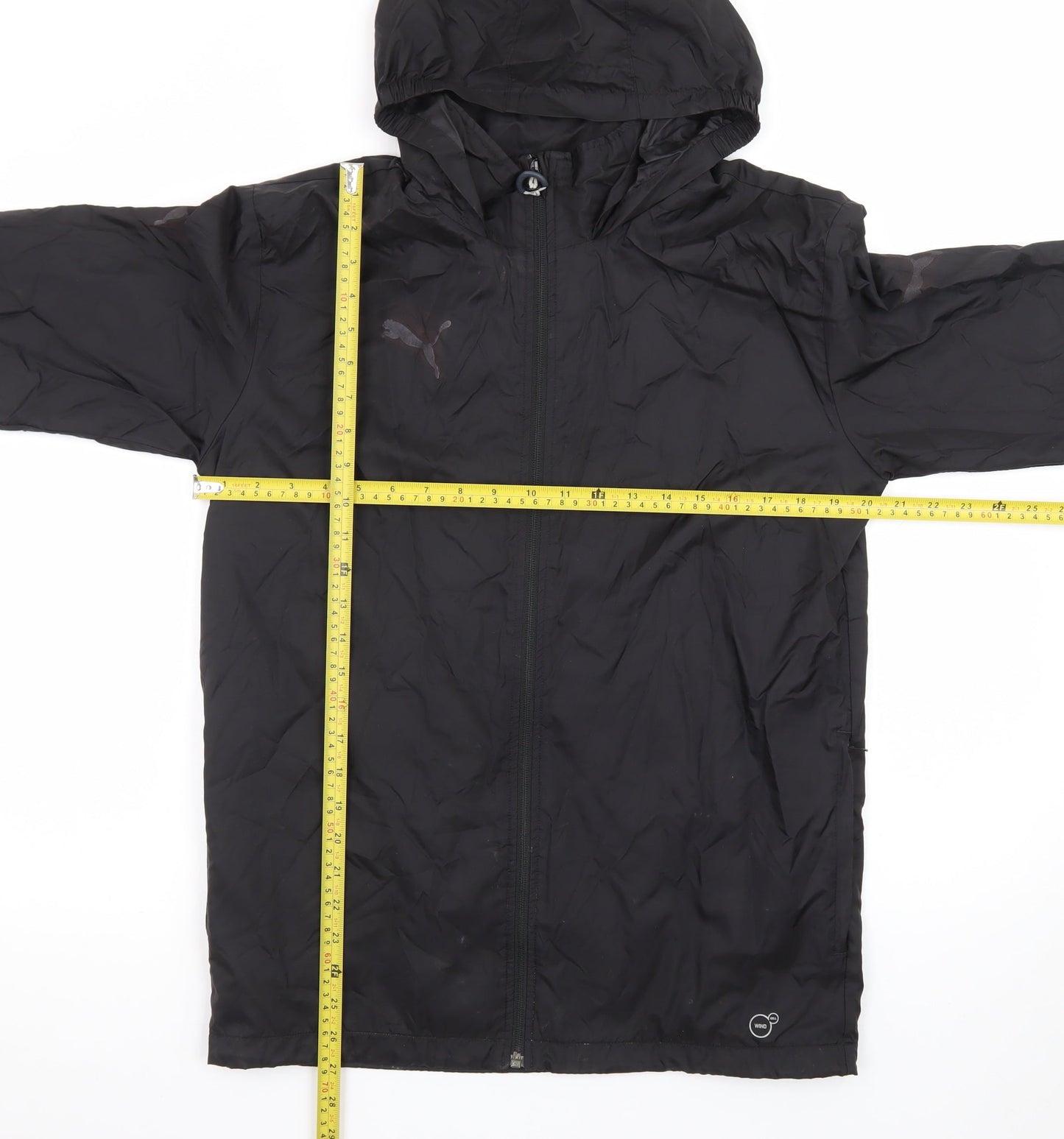 Puma Men's Black Hooded Windbreaker Jacket Size S