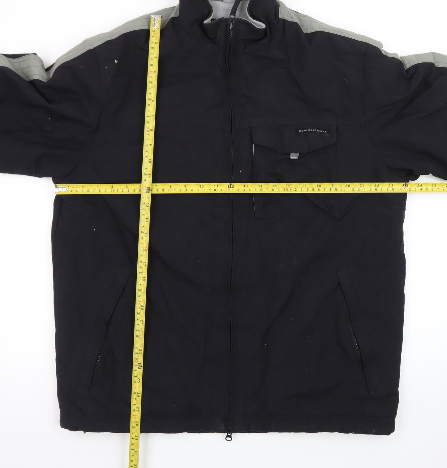 Ben Sherman Men’s Black L Windbreaker Jacket with Pockets