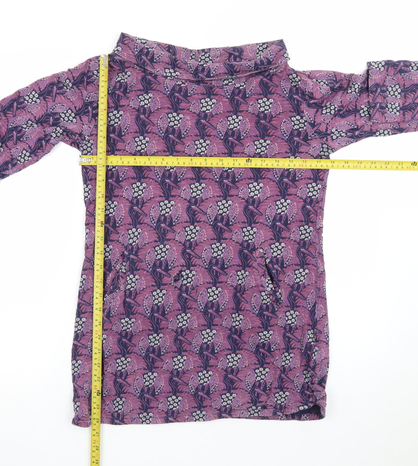 White Stuff Women's Purple Floral Cotton Tunic Top Size 8