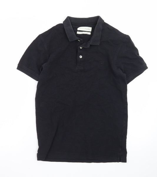Zara Essentials Men's Black Short Sleeve Classic Fit Polo Shirt Size S