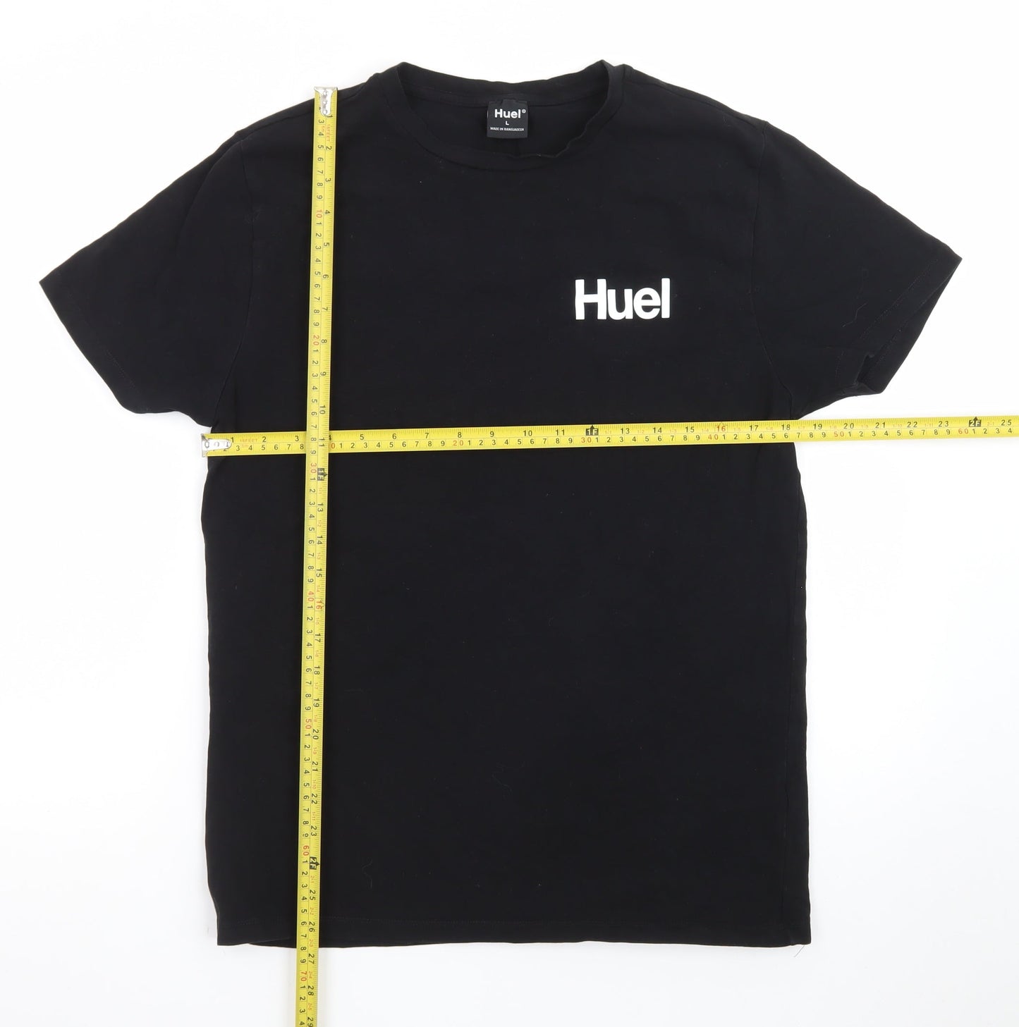Huel Men's Black Crew Neck Cotton T-Shirt Size L