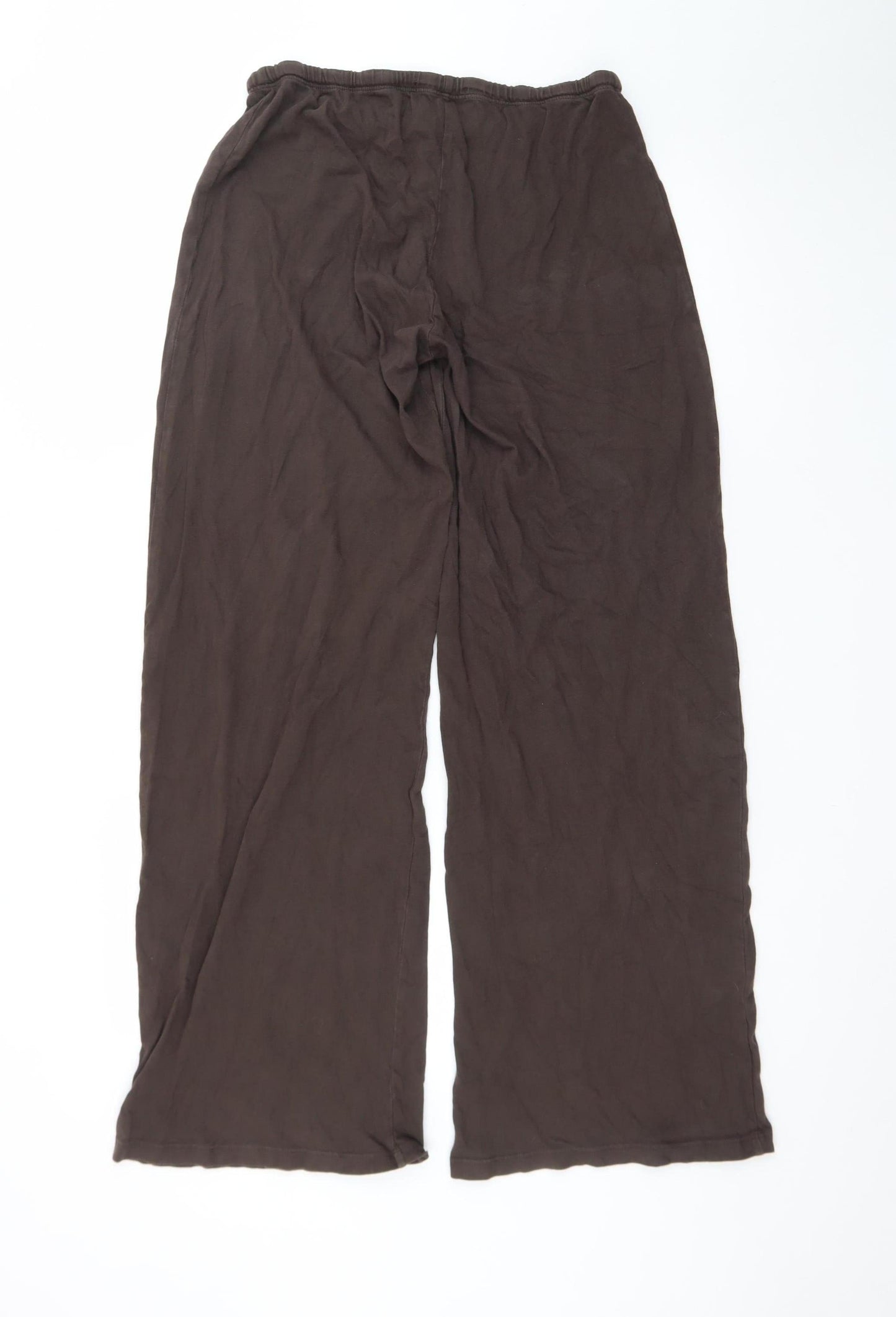 Brandy Melville Women Brown Cotton Relaxed Wide-Leg Trousers Size 22