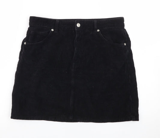 Topshop Women’s Black Corduroy Short Skirt UK 12 Tall