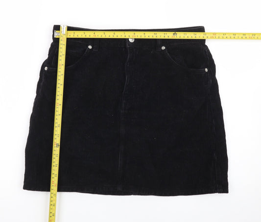 Topshop Women’s Black Corduroy Short Skirt UK 12 Tall