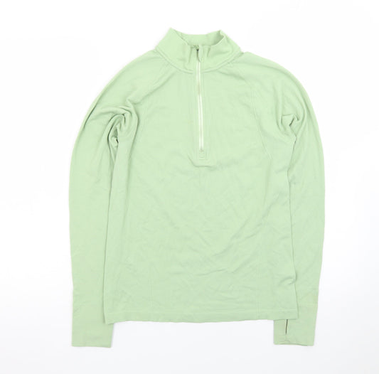 H&M Sport Women Green Slim Fit 1/2 Zip Activewear Jacket Size S