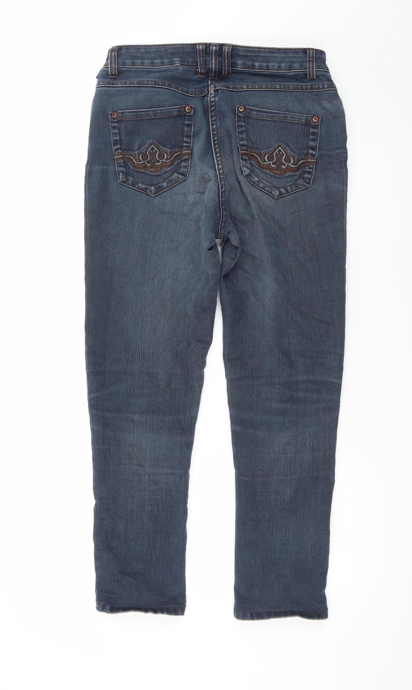 Robell Womens Blue Straight Leg Stretch Denim Jeans Size 38 Regular