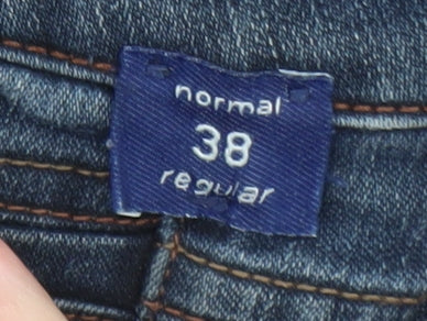 Robell Womens Blue Straight Leg Stretch Denim Jeans Size 38 Regular