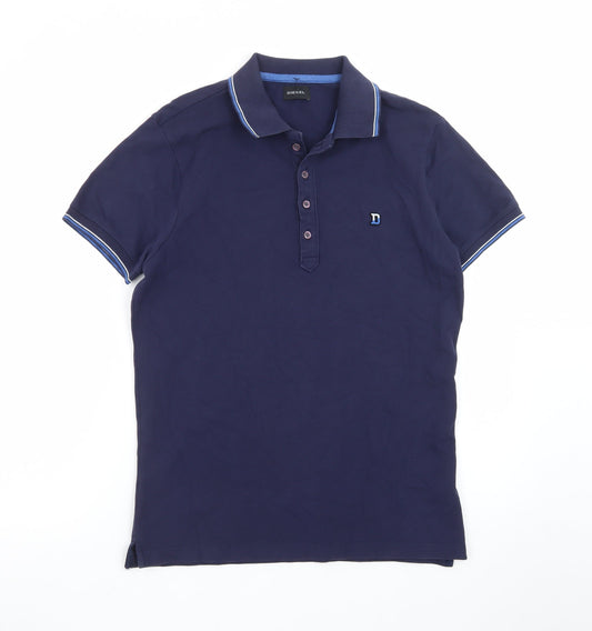 Diesel Men's Blue Slim Fit Cotton Polo Shirt Size M