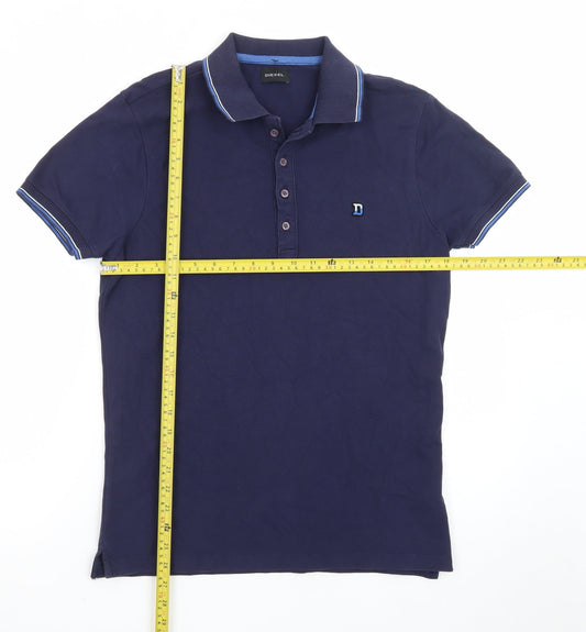 Diesel Men's Blue Slim Fit Cotton Polo Shirt Size M