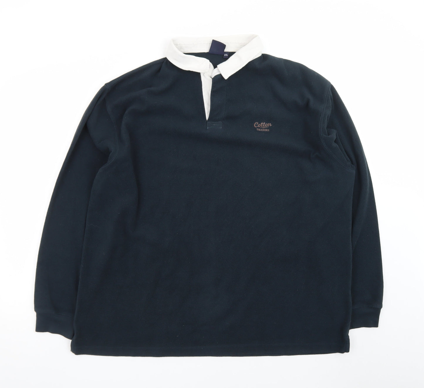 Cotton Traders Men’s Blue 2XL Collared Henley Sweatshirt