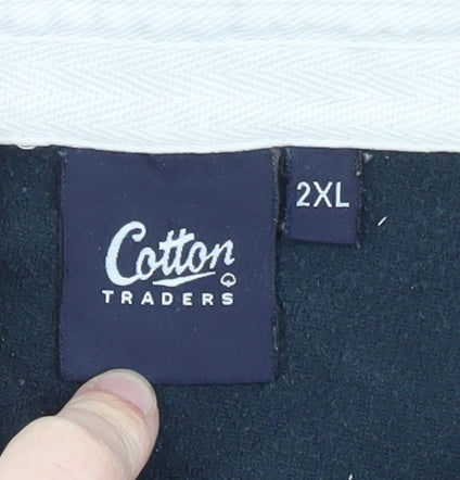 Cotton Traders Men’s Blue 2XL Collared Henley Sweatshirt