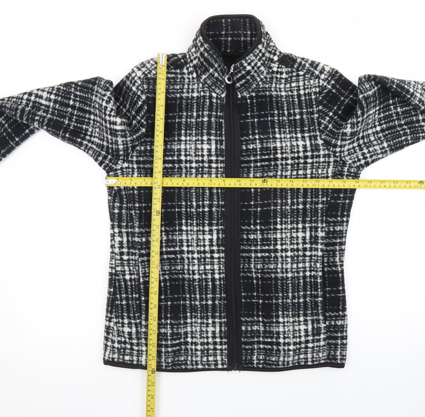 Eivissa Men's Black Check Fleece Jacket Size M Full Zip Casual