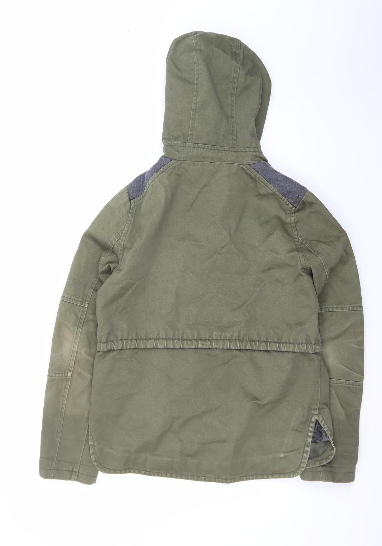 Topshop Women Green Parka Jacket UK 8 Hooded Mid-Length Coat