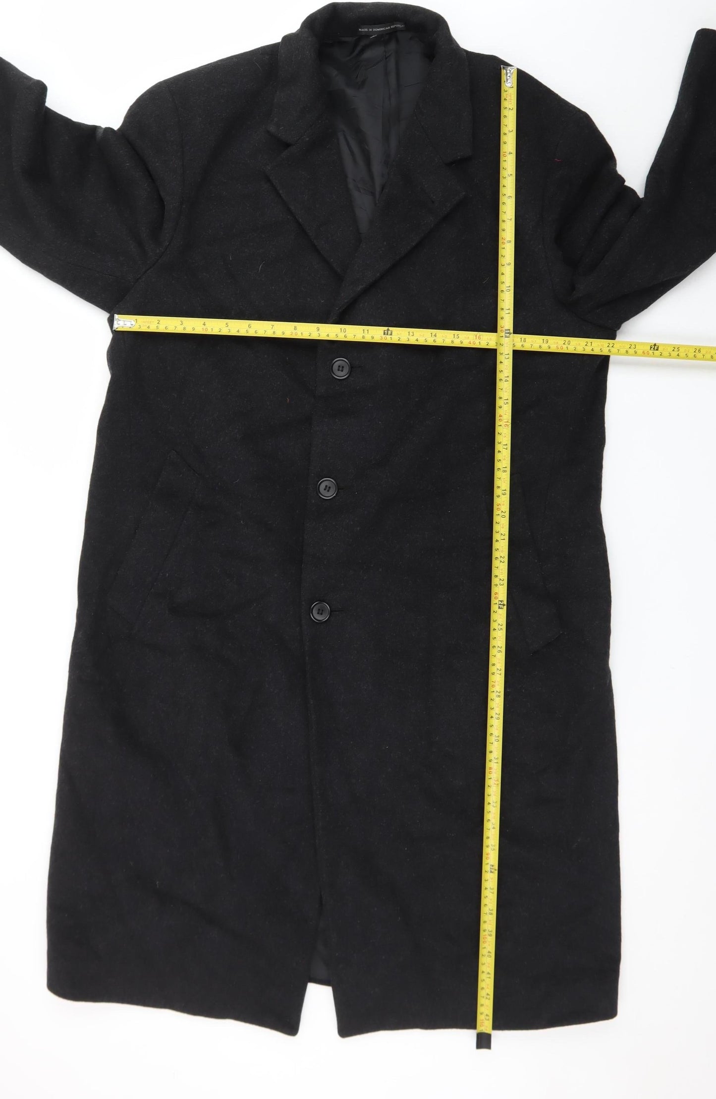 Alfani Men's Black Wool Overcoat 42R Classic Formal Long Coat