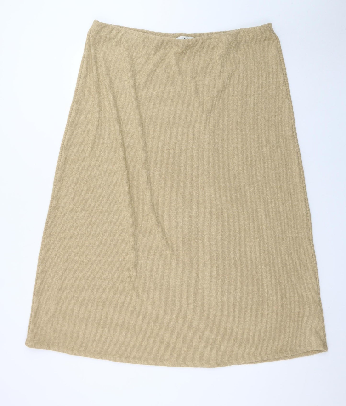 Marks and Spencer Women's Beige A-Line Cashmere Knit Midi Skirt Size 20
