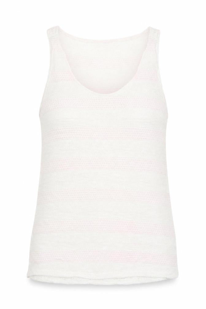 Topshop Women White Knit Tank Top Size 12 Sleeveless Summer Casual