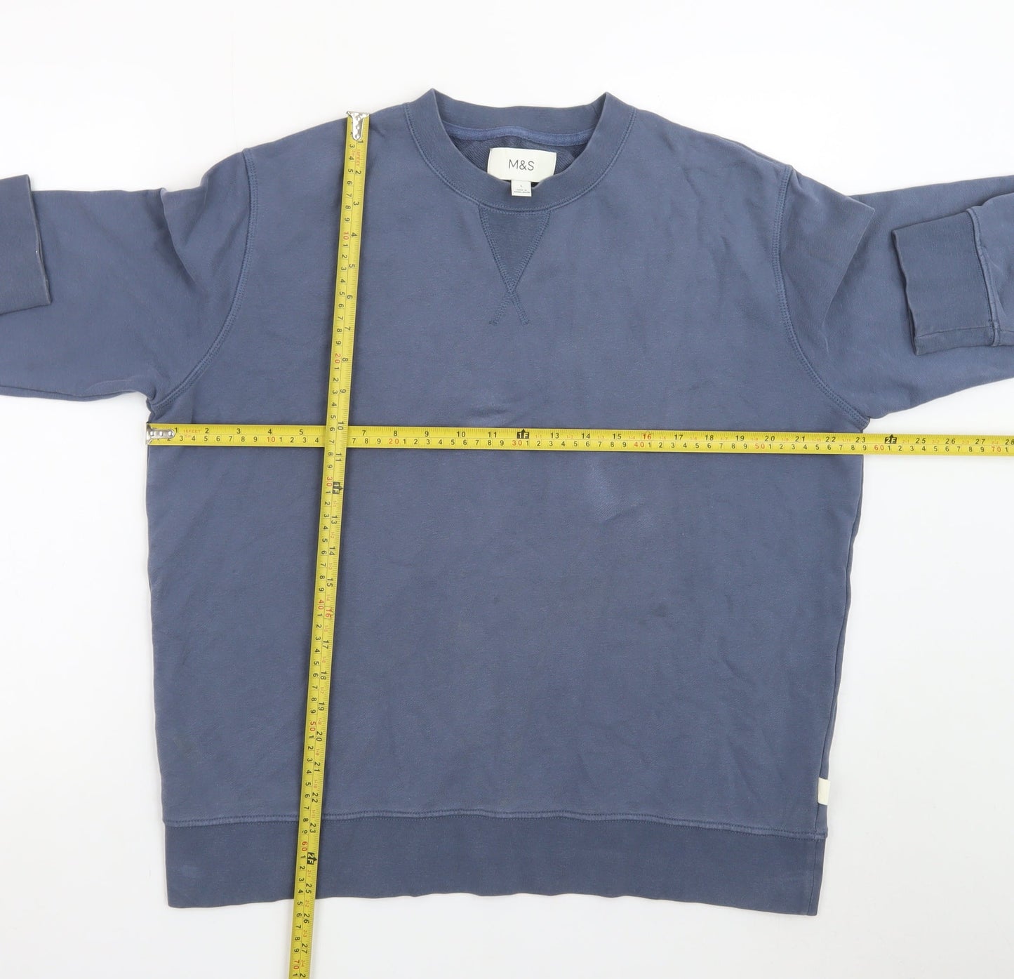 Marks and Spencer Men's Blue L Pullover Sweatshirt Crew Neck Cotton