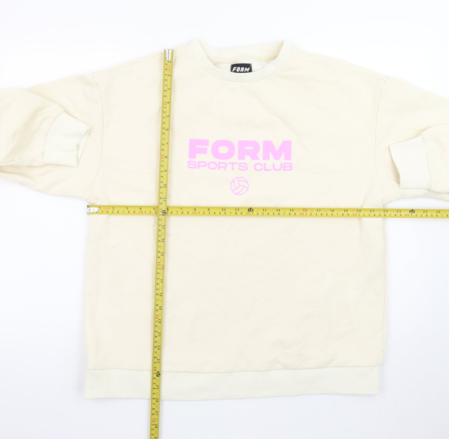 FORM Womens Beige Sweatshirt Size 8 Pullover Crew Neck Sports Club