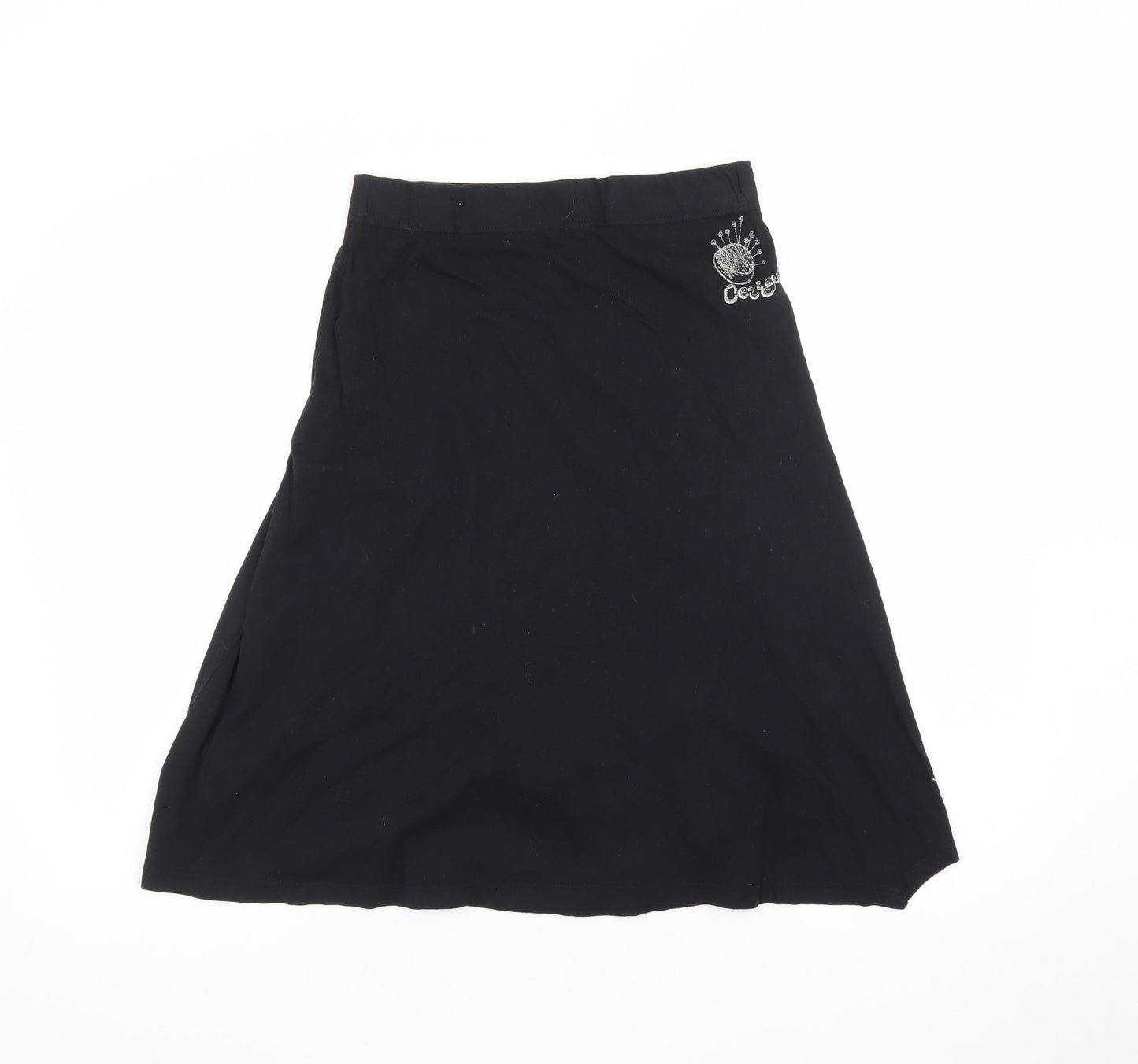 Desigual Womens Black A-Line Embroidered Art Skirt Size M