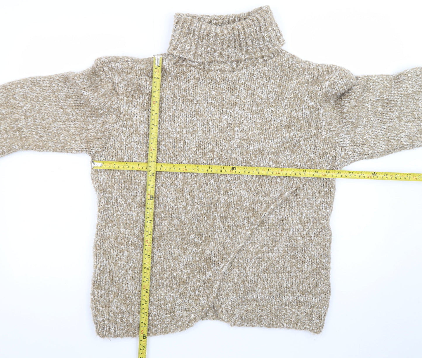 Dorothy Perkins Womens Beige Roll Neck Chunky Knit Jumper Size M