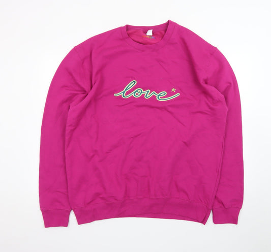 Percy & Nell Womens Pink Crew Neck 'Love' Cotton Sweatshirt XL