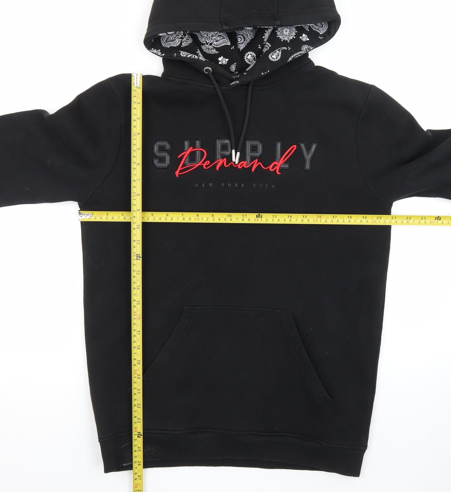 Supply & Demand Men's Black Pullover Hoodie M Graphic Print Paisley Lined