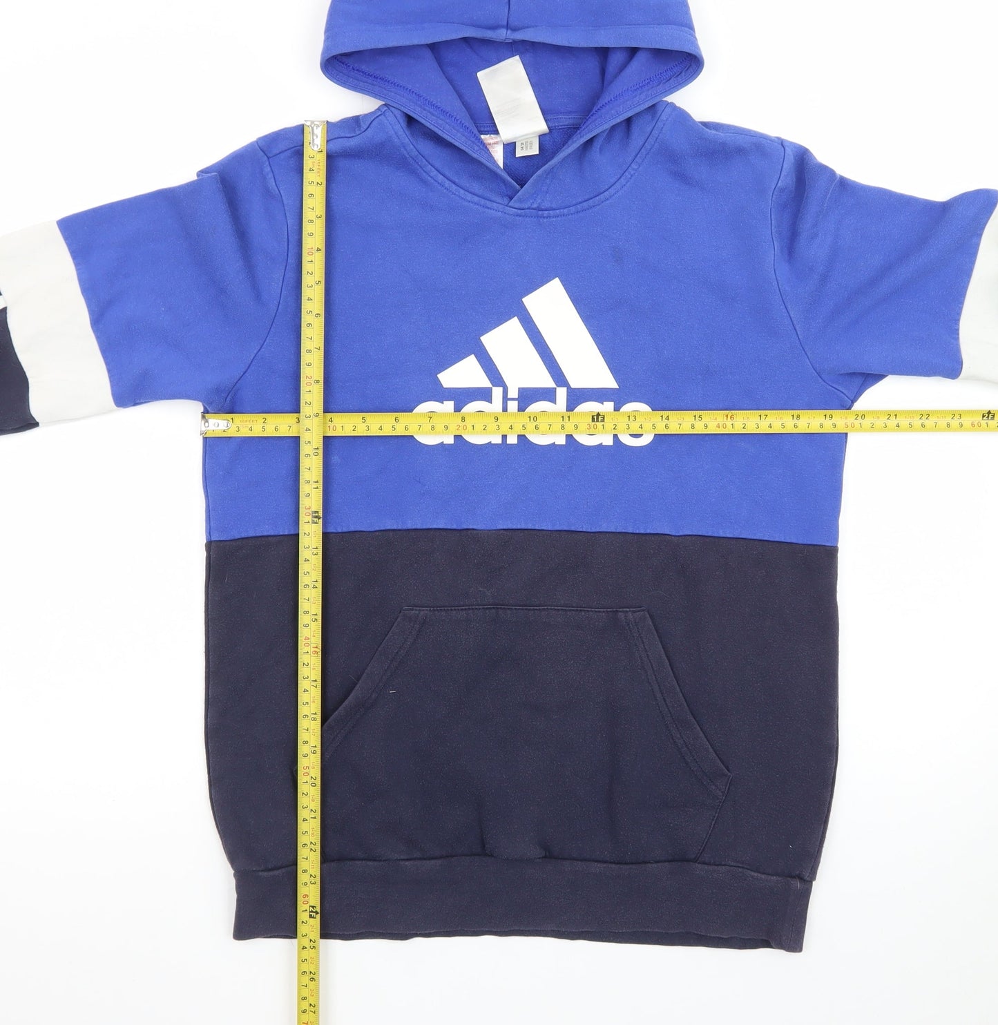 Adidas Boys Blue & Navy Hoodie 15-16 Years Pullover Fleece Sweatshirt