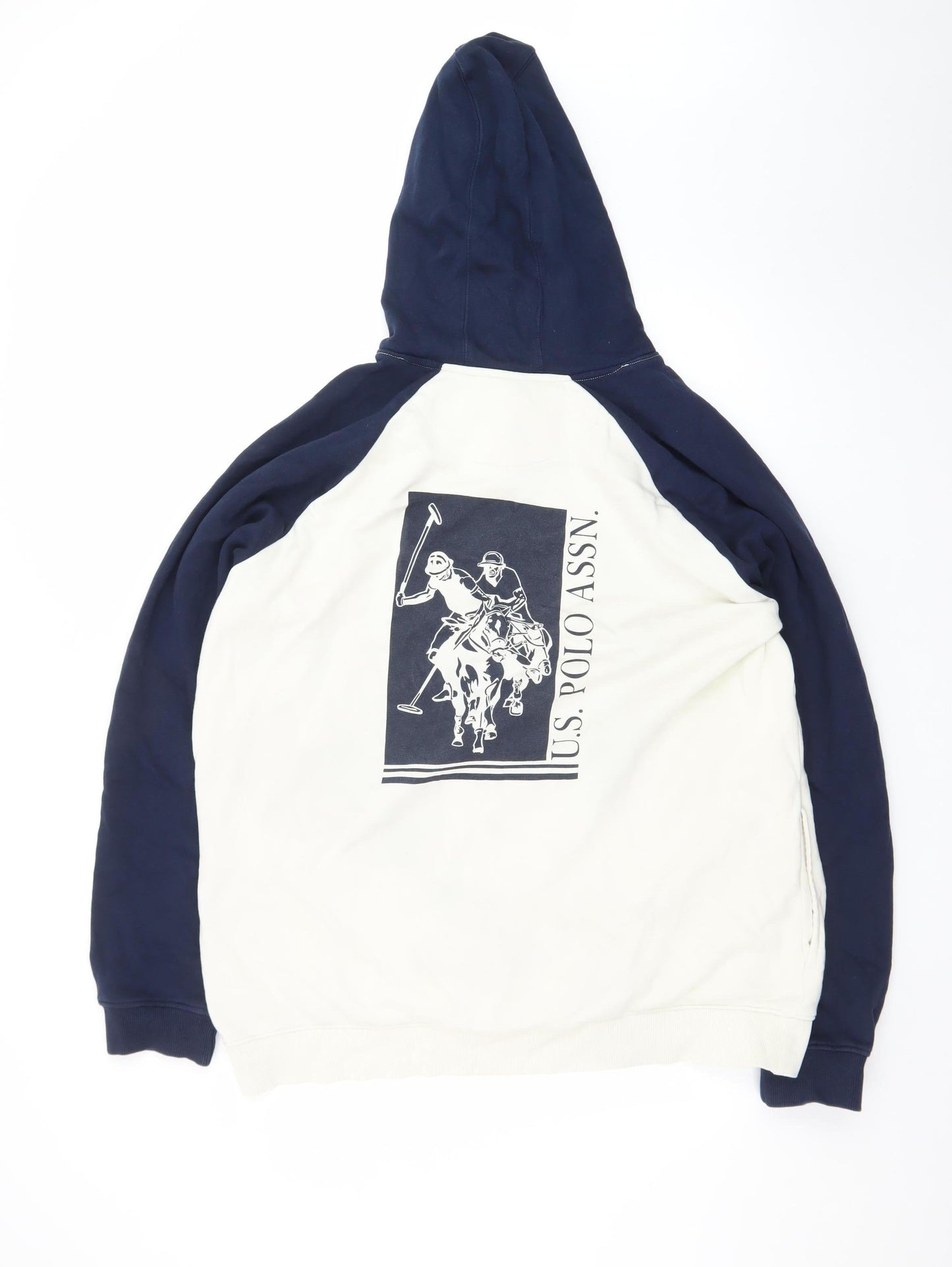 U.S. Polo Assn. Men’s White Navy Pullover Hoodie 2XL Graphic Logo