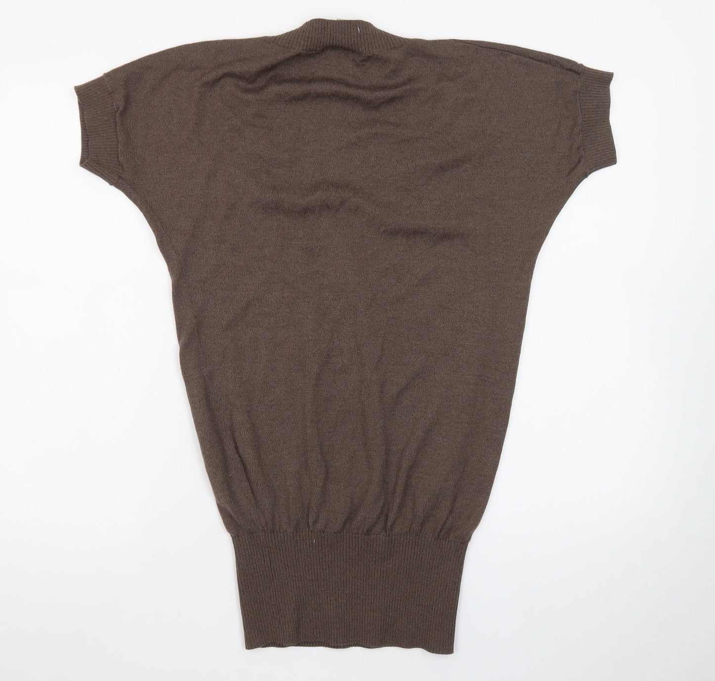 Karen Millen Women Brown Wool Bodycon Short Sleeve Dress Size 10