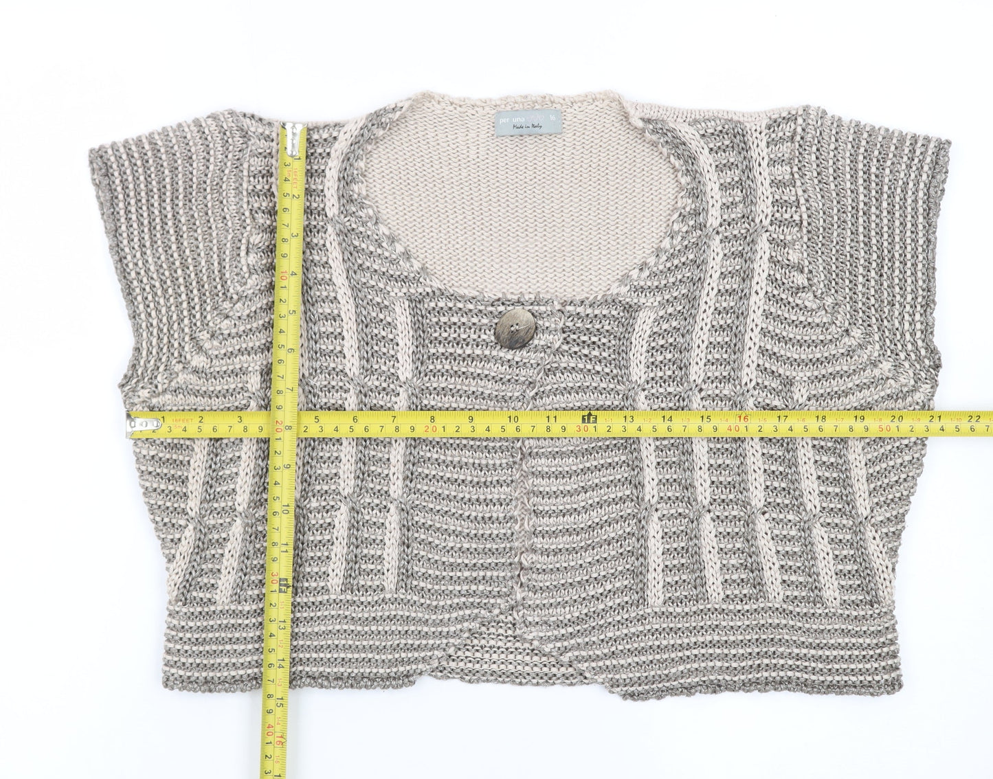 Marks and Spencer Women’s Beige Knit Sleeveless Cardigan Size 16