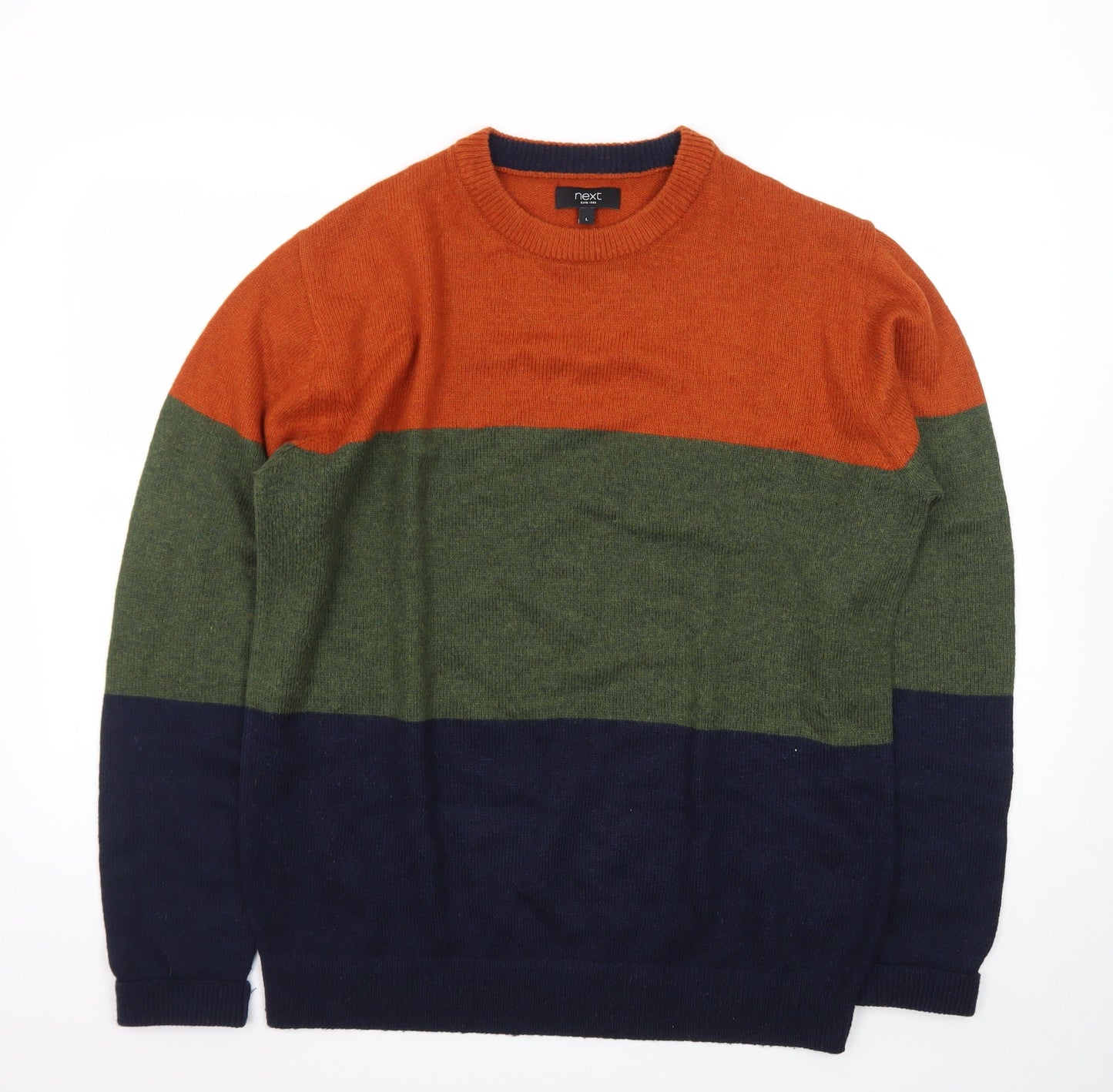 Next Mens Multicoloured Crew Neck Pullover Jumper L Wool Blend
