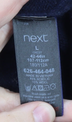 Next Mens Multicoloured Crew Neck Pullover Jumper L Wool Blend