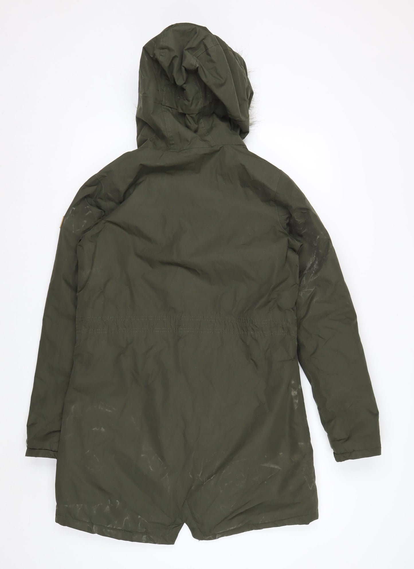 Regatta Womens Green Faux Fur Hooded Parka Coat Size 10