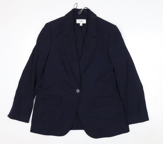 Marks and Spencer Women's Blue Size 14 Regular Fit Blazer