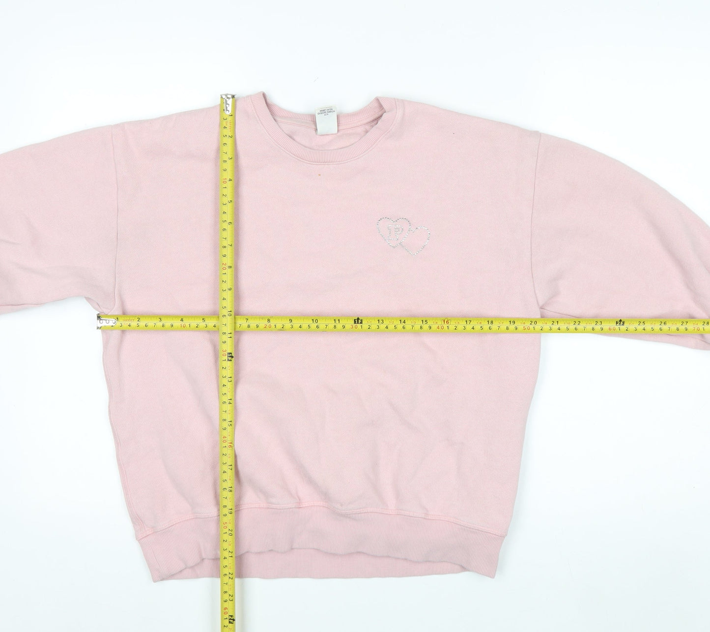 Victoria's Secret PINK Women's Pink Medium Pullover Sweatshirt Heart Rhinestone