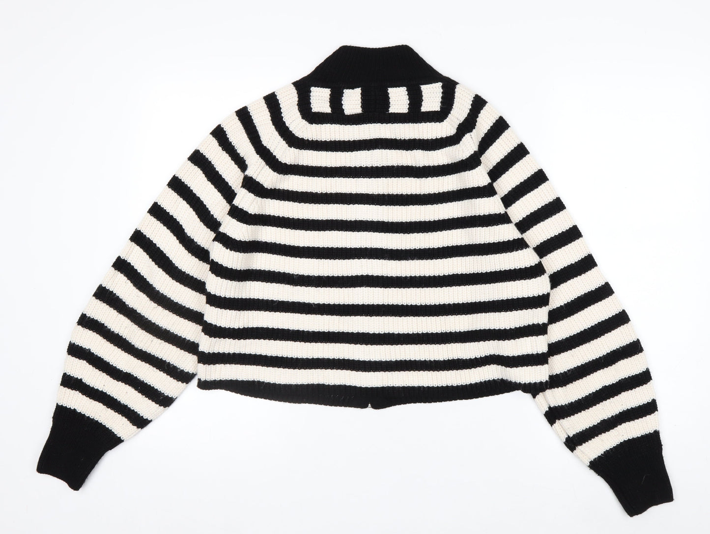 Next Women’s Black & White Striped Full Zip Jumper Size M