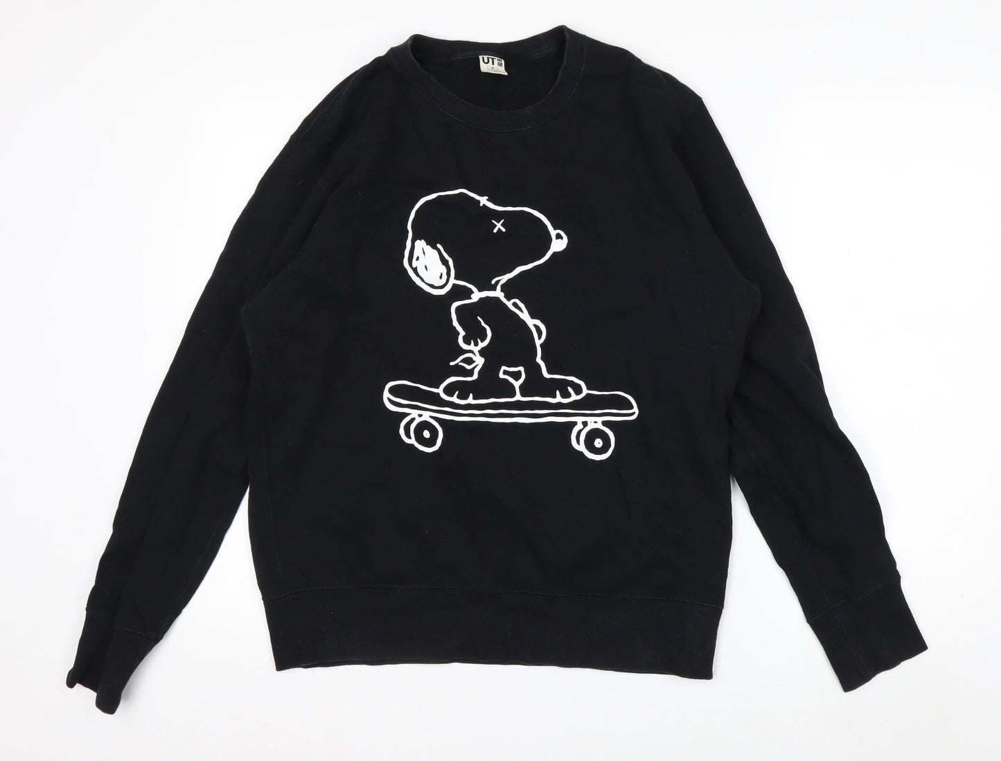 Uniqlo KAWS x Peanuts Mens Black M Pullover Sweatshirt Snoopy Graphic